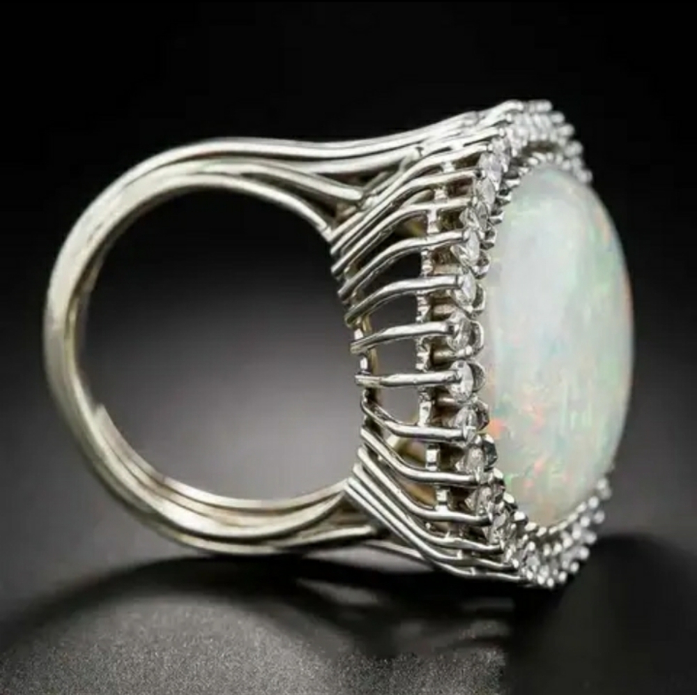 New Silver Fire Opal Ring - Picture 3 of 6